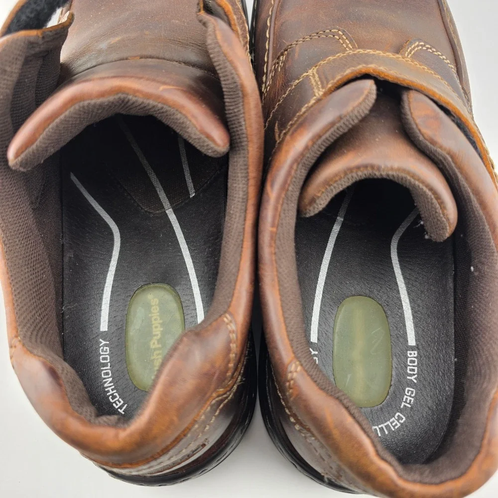 Hush Puppies Jeffrey Leather Strap Loafers Mens 13 Brown GOOD Support Orthopedic